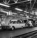 1957. The Fairlane 500 Skyliner, a retractable hardtop, shown coming down the DAP assembly line. 